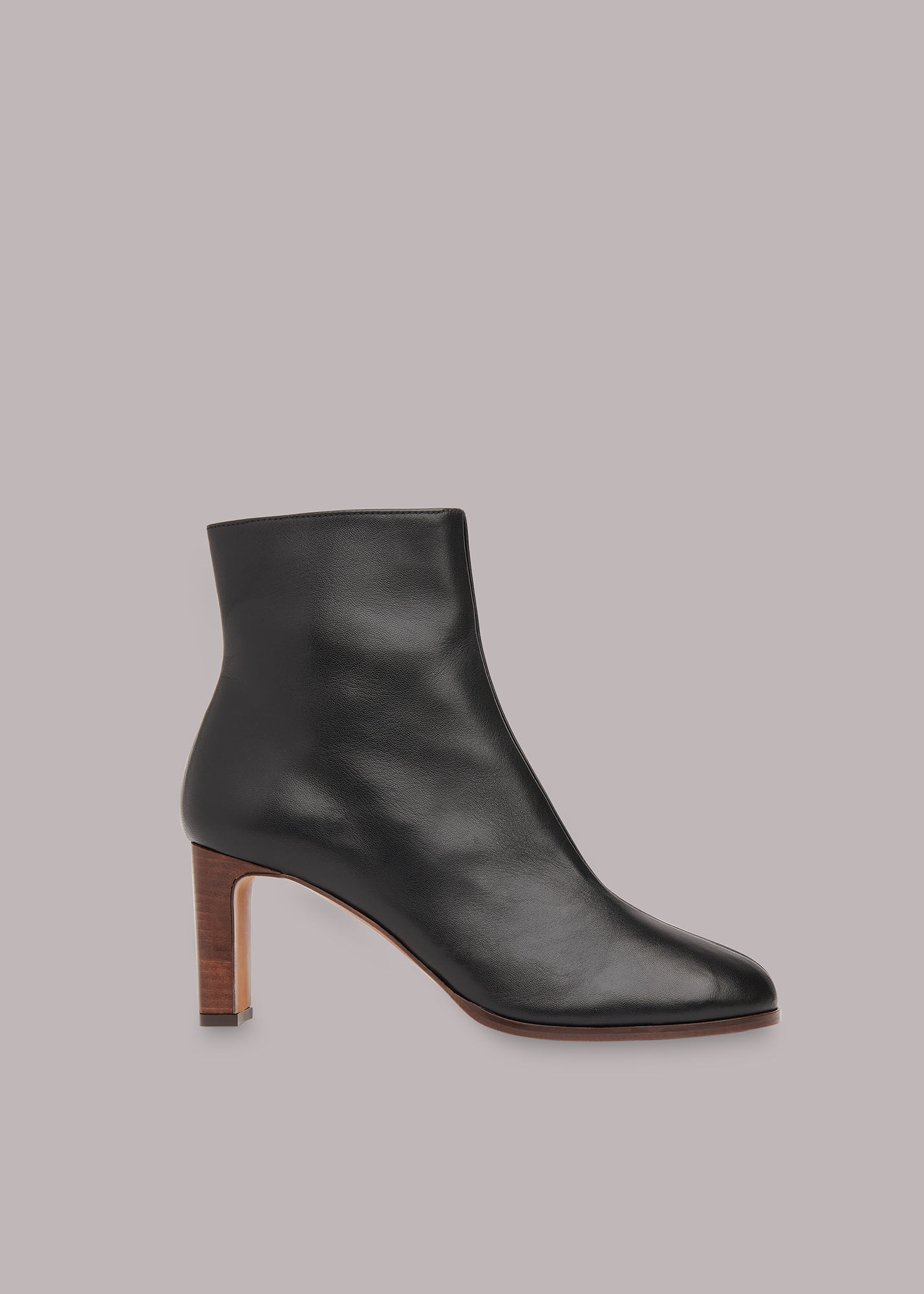 Black mid best sale heel ankle boot