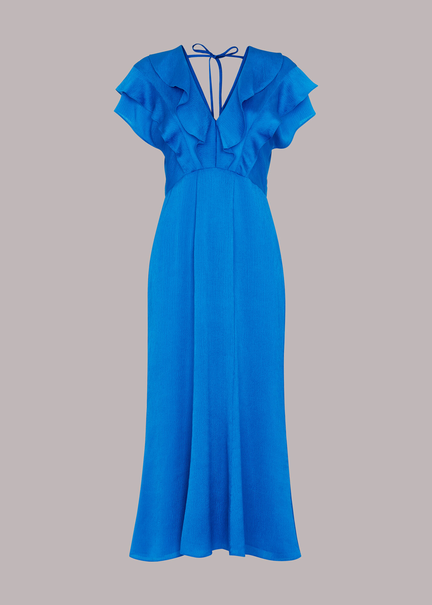 Blue Adeline Frill Midi Dress WHISTLES