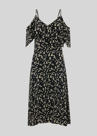 Daisy Print Frill Dress Black/Multi