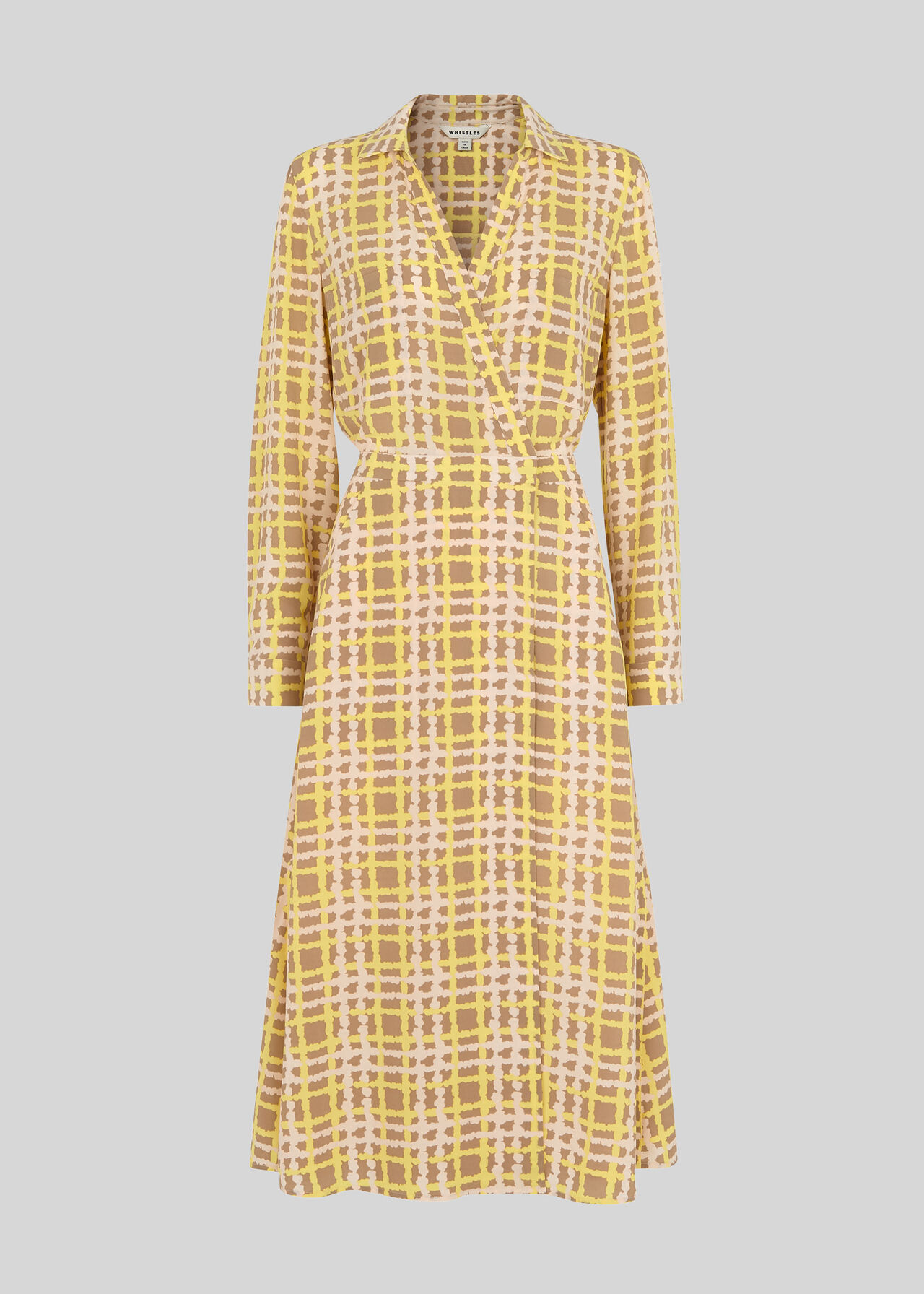 Painted Check Wrap Shirt Dress Yellow/Multi