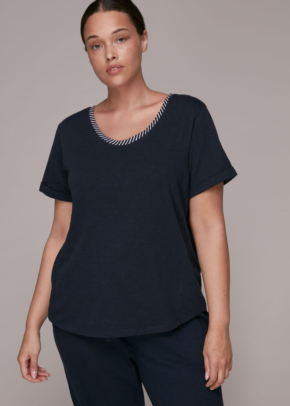 Cut Out Back Relaxed T-shirt Navy