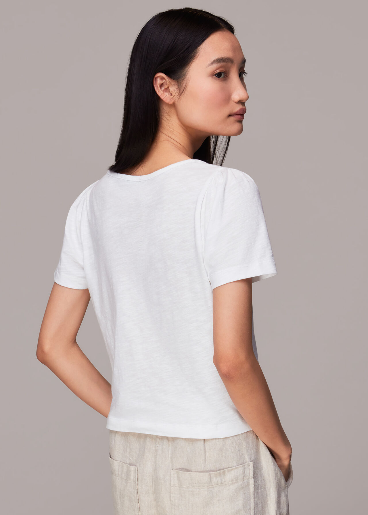 White Square Neck Wrap Tee | WHISTLES