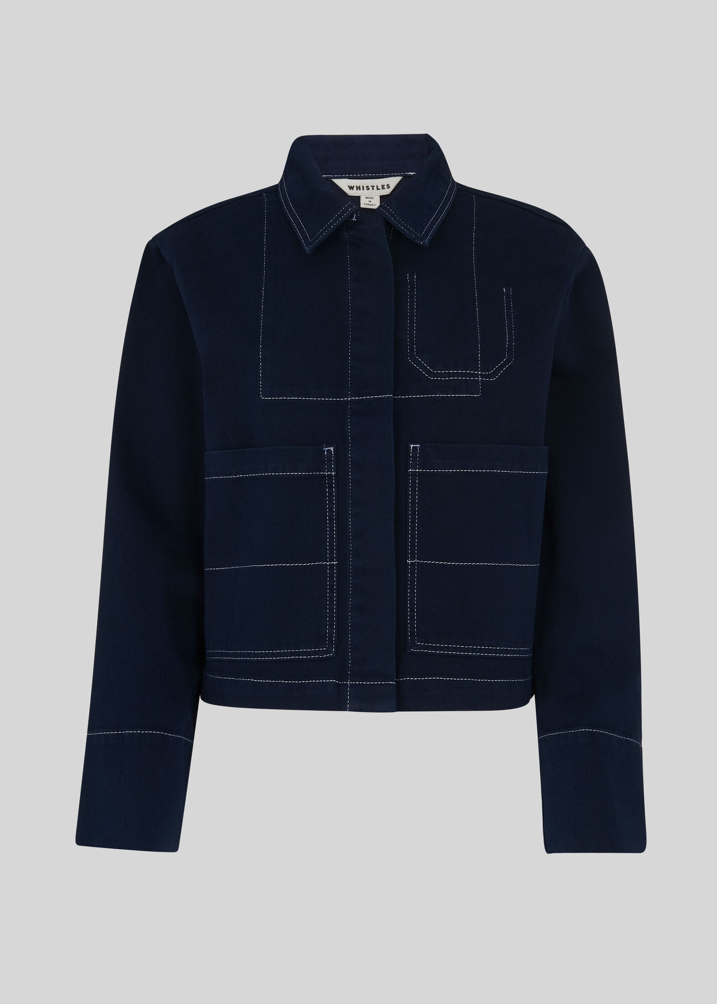 Navy Patch Pocket Utility Jacket WHISTLES Whistles UK