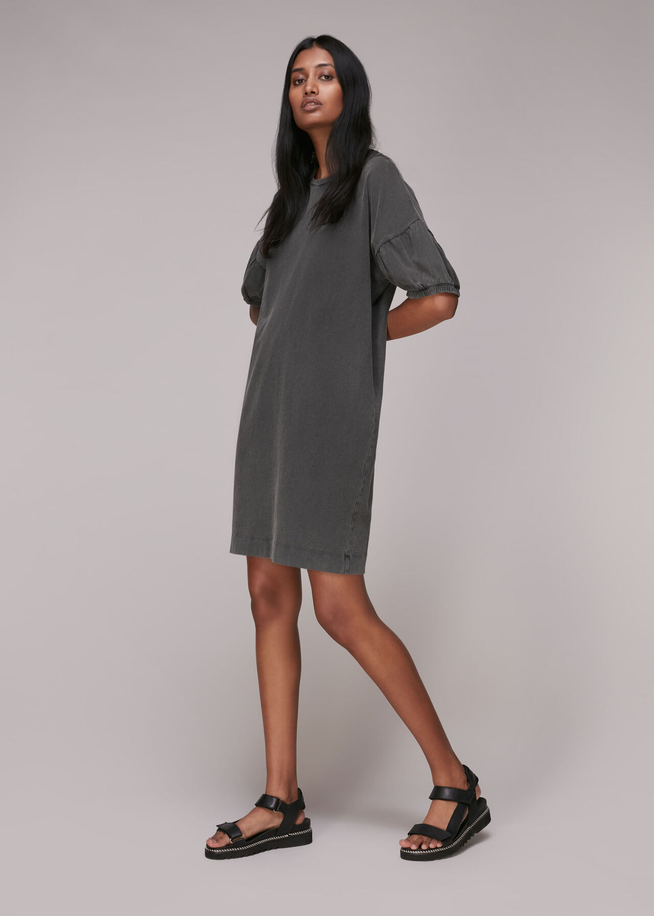 Gathered Sleeve Jersey Dress