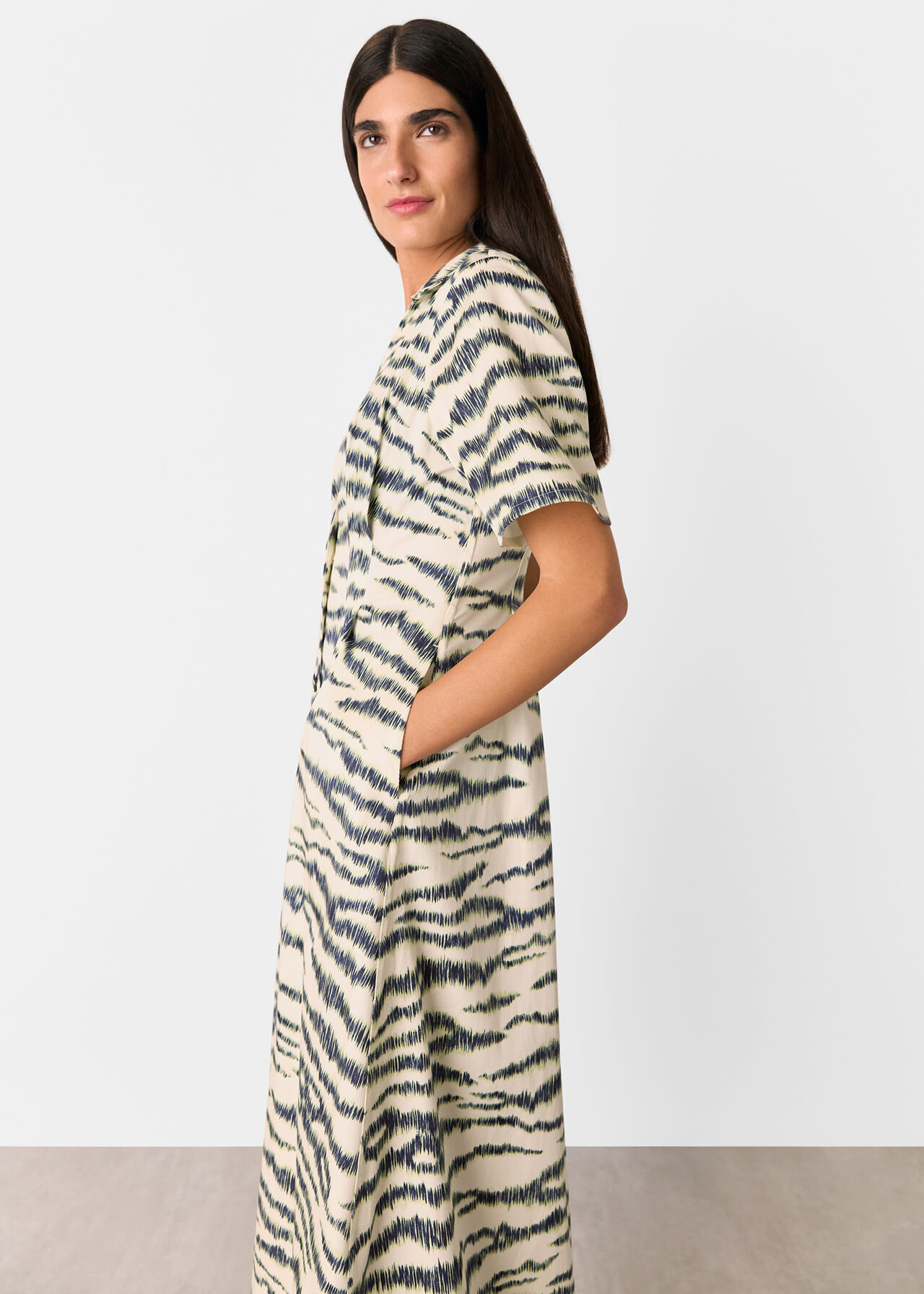 Whistles Feathered Tiger Midi Dress