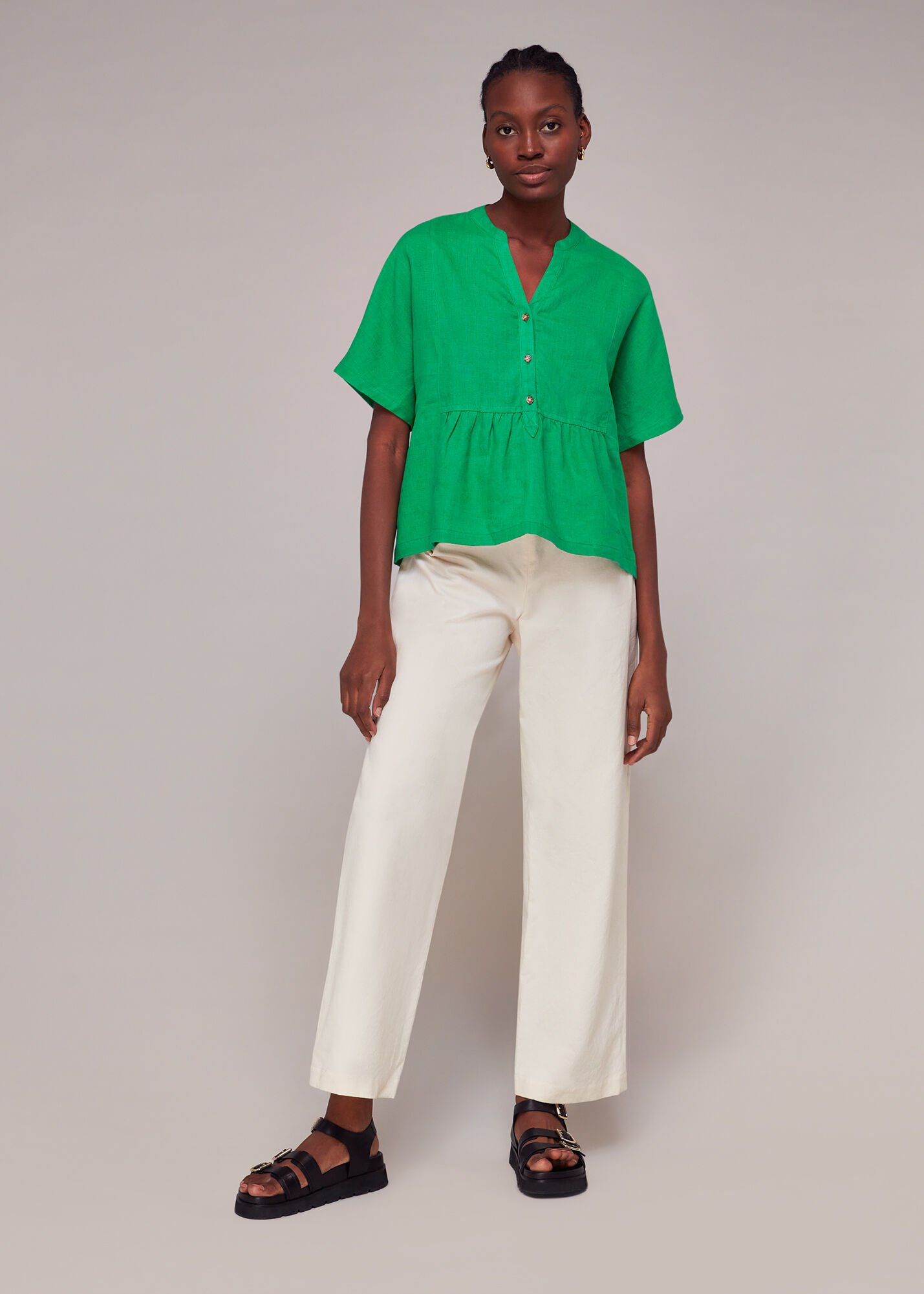 Linen best sale peplum top
