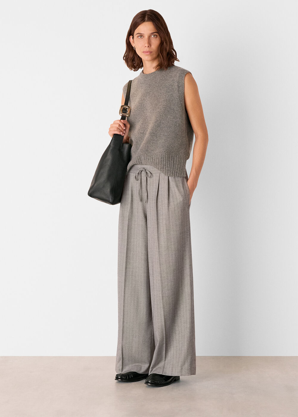 Herringbone Wide Leg Trouser