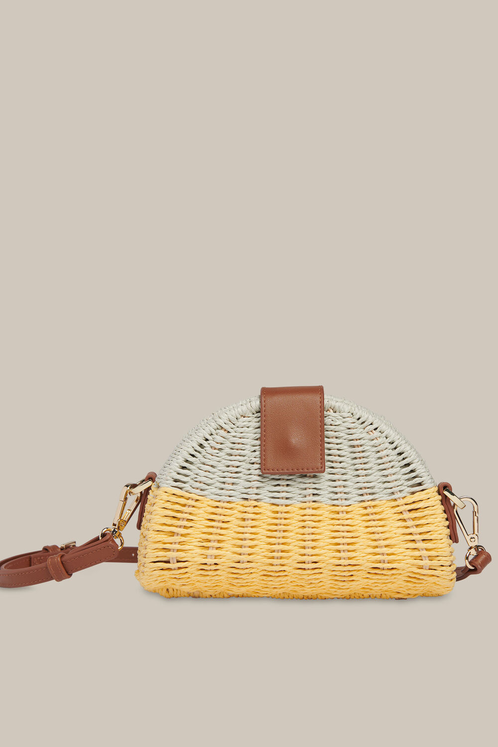 Leo Mini Crossbody Straw Bag Yellow/Multi