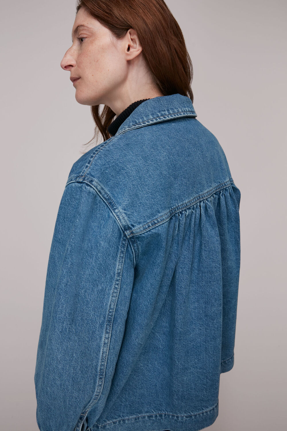 Zip Front Denim Cargo Jacket