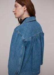 Zip Front Denim Cargo Jacket