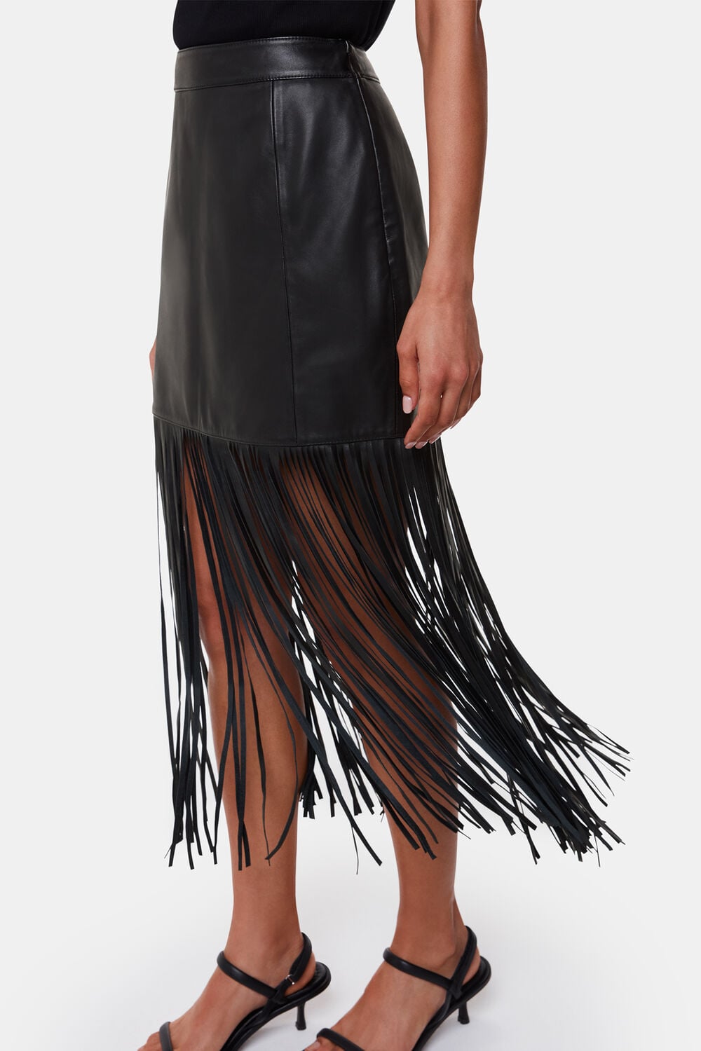 Leather Fringed Mini Skirt