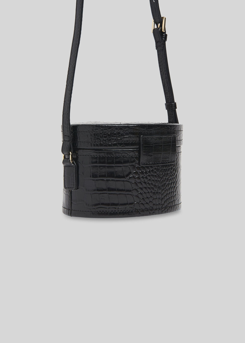 Novah Shiny Croc Tiny Box Bag Black