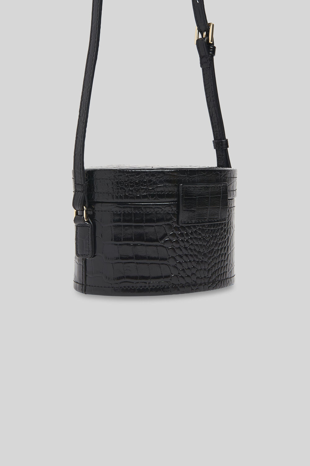 Novah Shiny Croc Tiny Box Bag Black