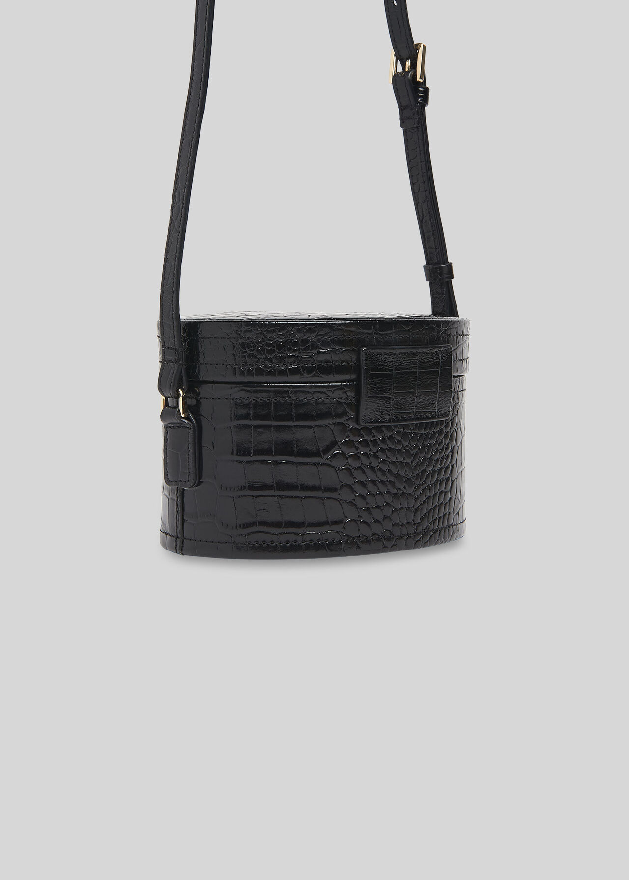 Novah Shiny Croc Tiny Box Bag Black