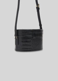 Novah Shiny Croc Tiny Box Bag Black