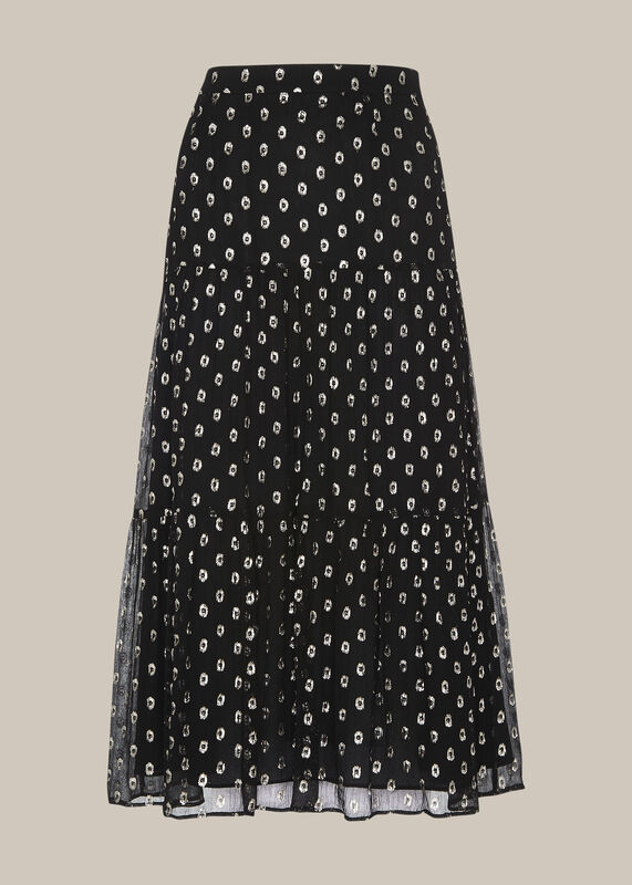 Black Metallic Dobby Skirt