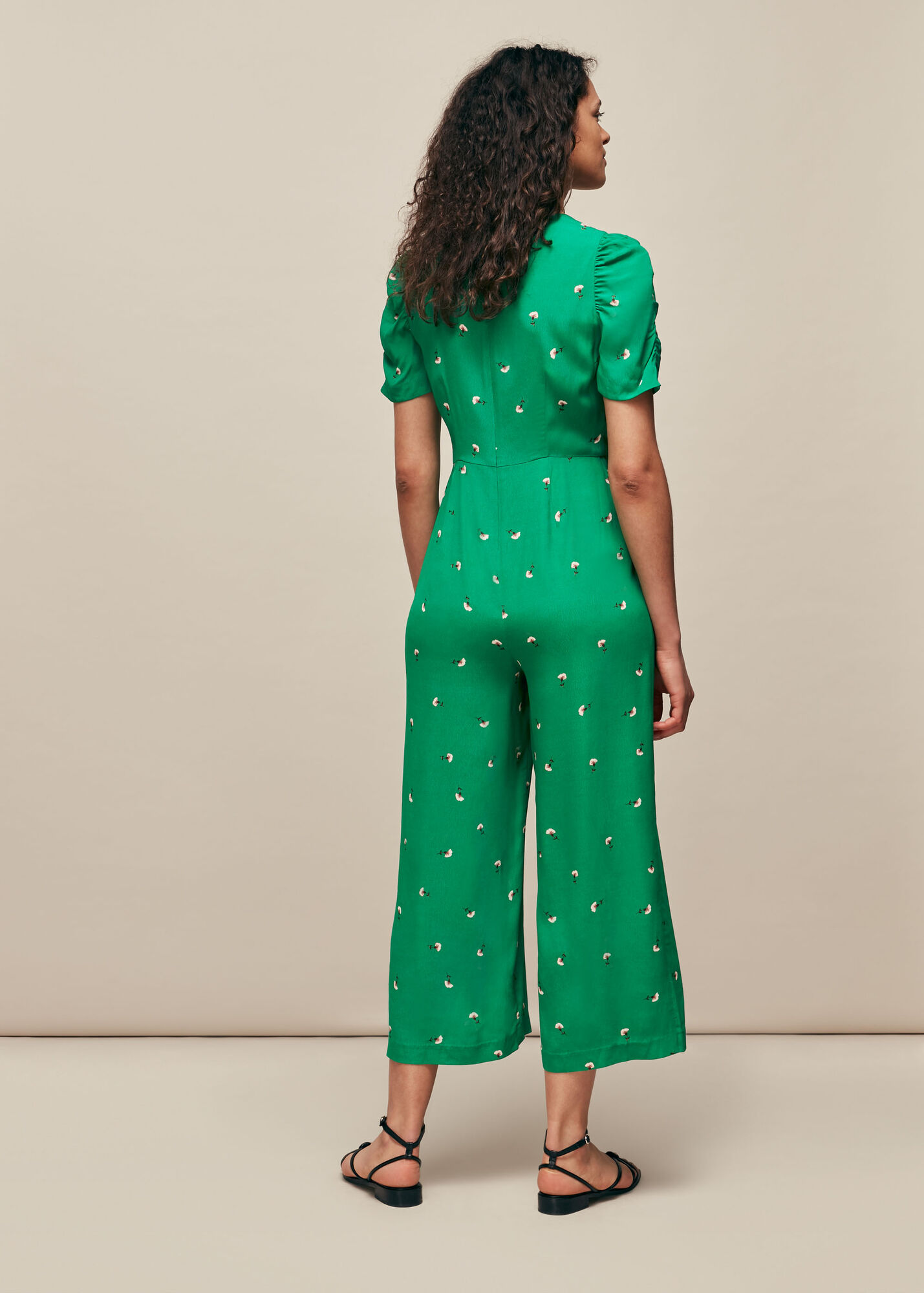 Floral Print Ruffle Strap Jumpsuit