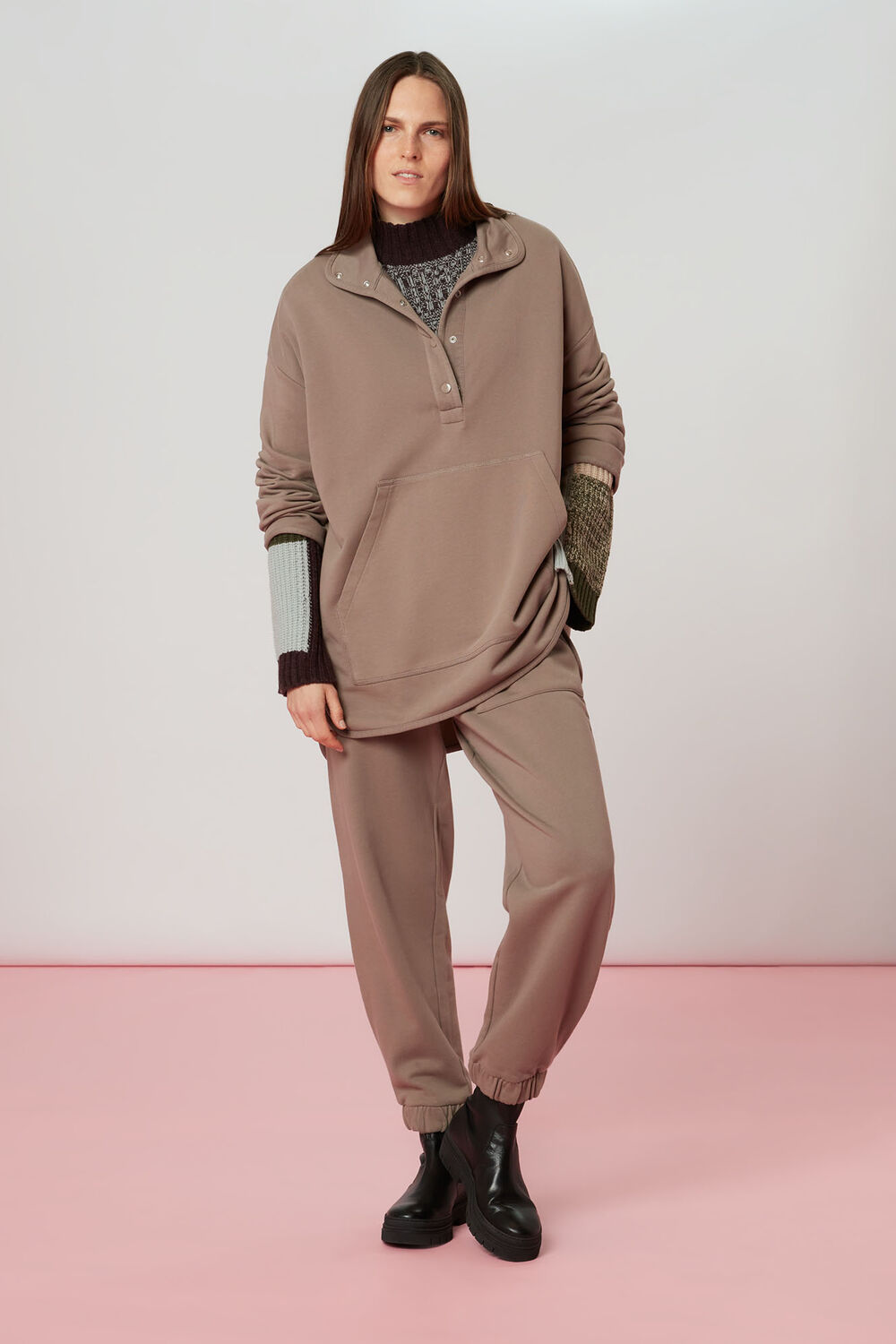 Patchwork Funnel Neck Jumper