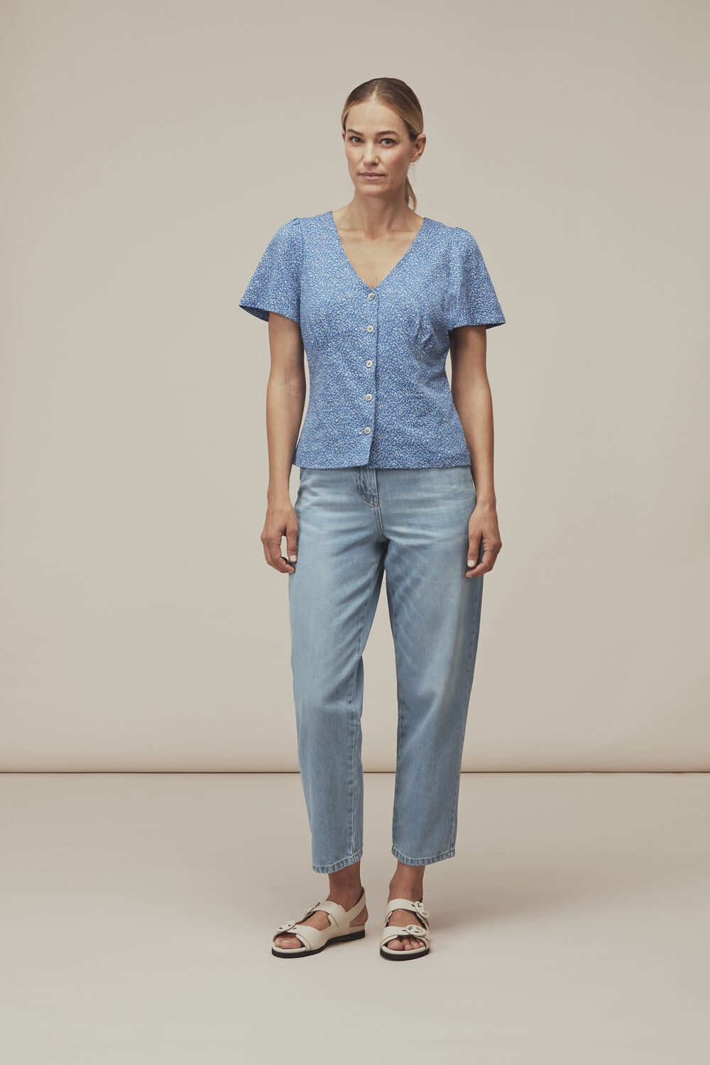 Ditsy Floral Angel Sleeve Top