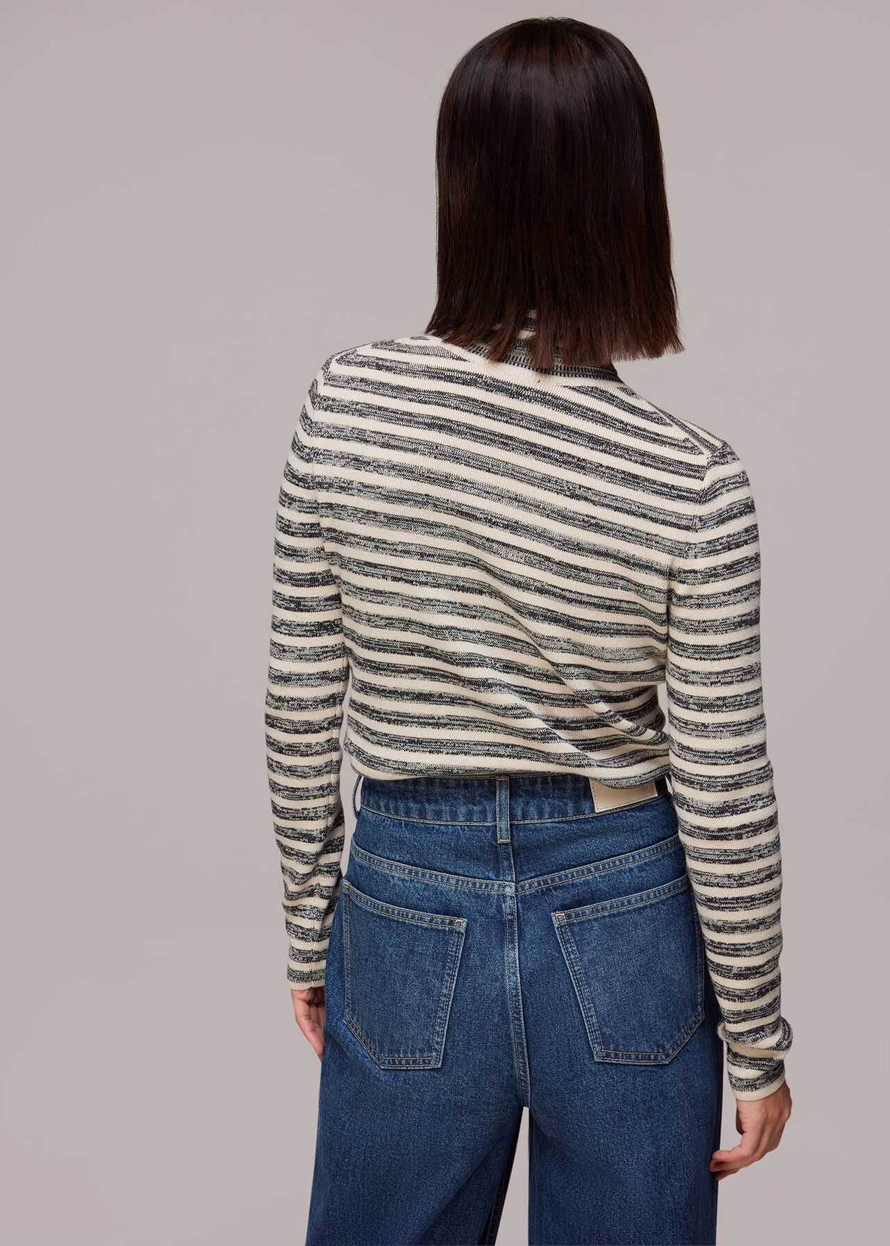 Stripe Polo Neck Knit