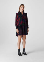 Molly Spot Mix and Match Dress Navy/Multi