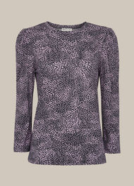 Ripple Puff Sleeve Print Top