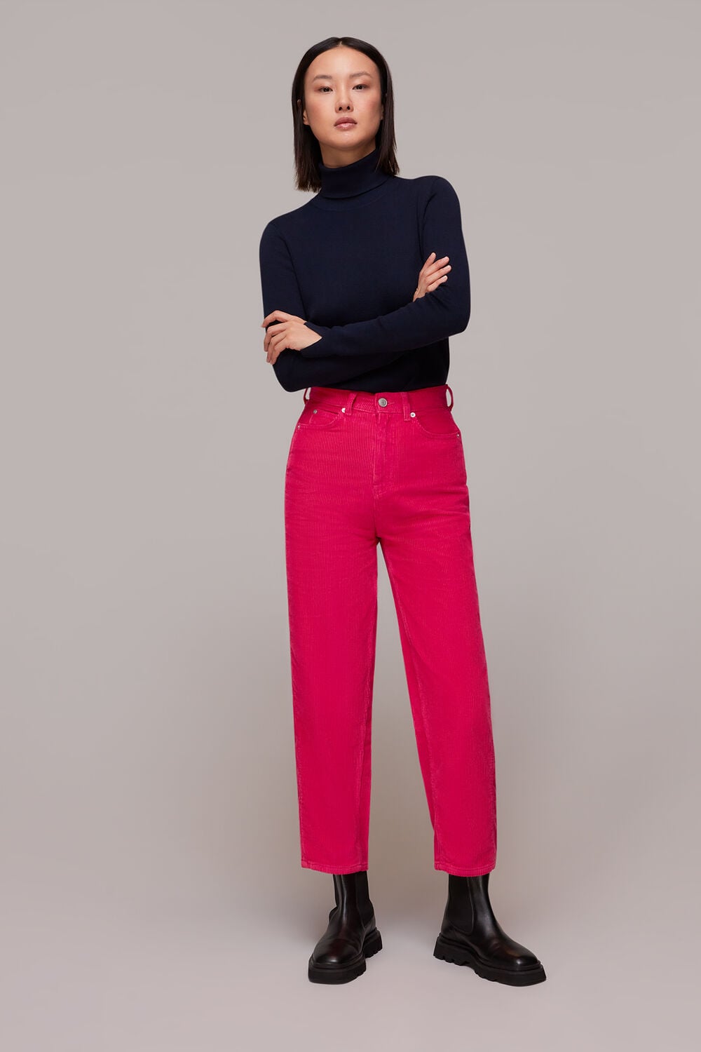 Cord High Waist Barrel Jean
