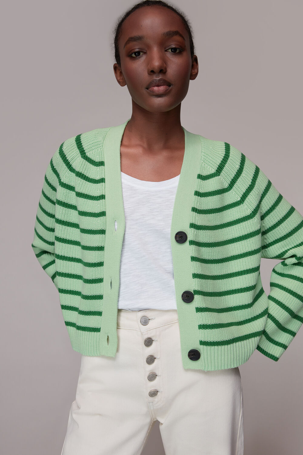 Stripe Cotton Cardigan