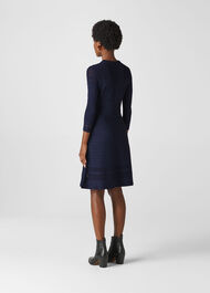 Pointelle Detail Knit Dress Navy