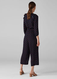 Precilla Spot Silk Jumpsuit