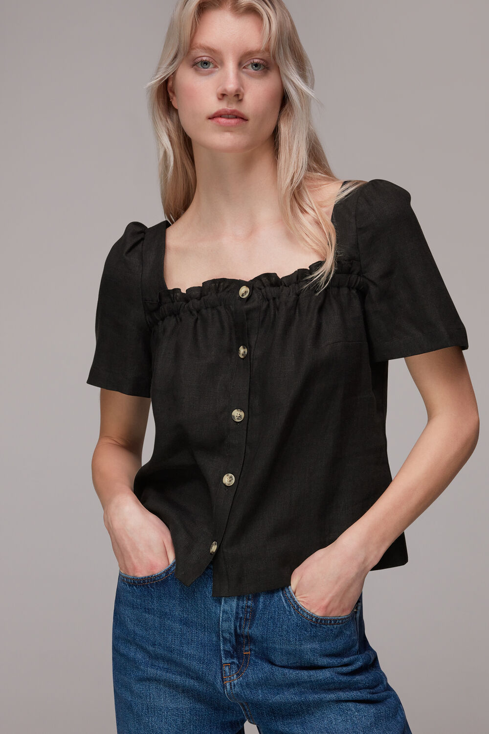 Square Neck Linen Top