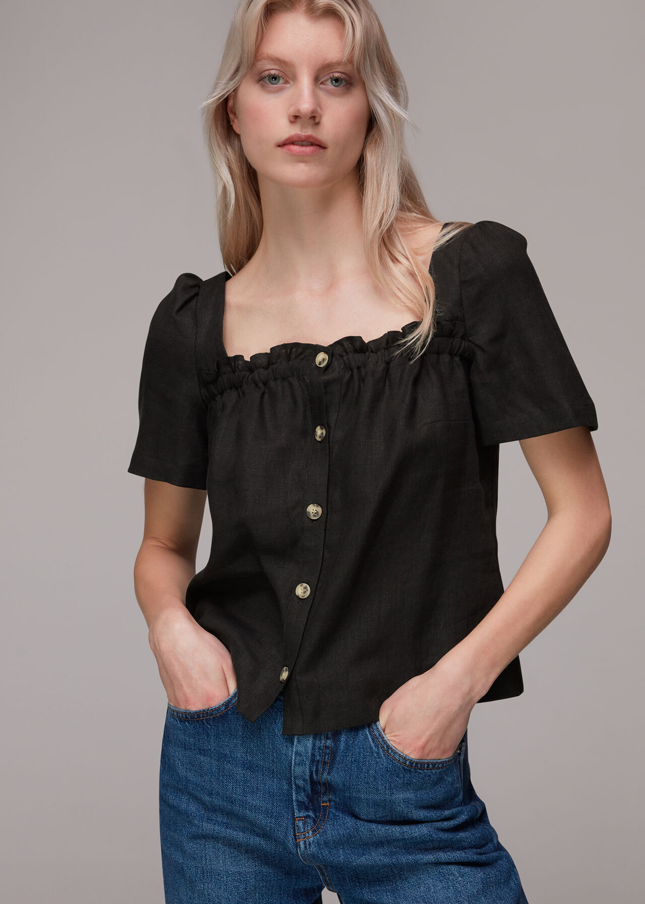 Square Neck Linen Top