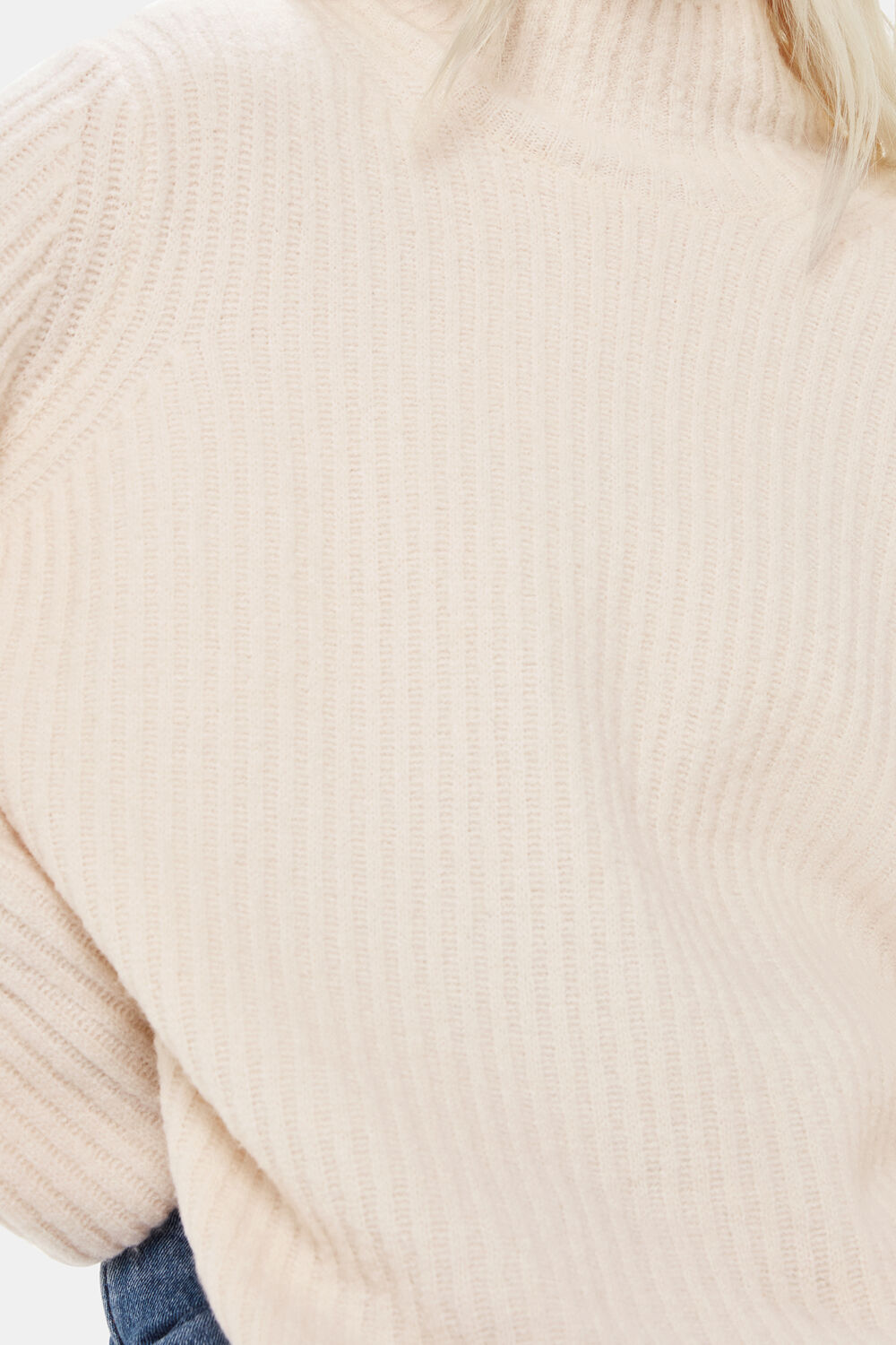 Ivory Petite Wool Mix Rib Funnel Neck