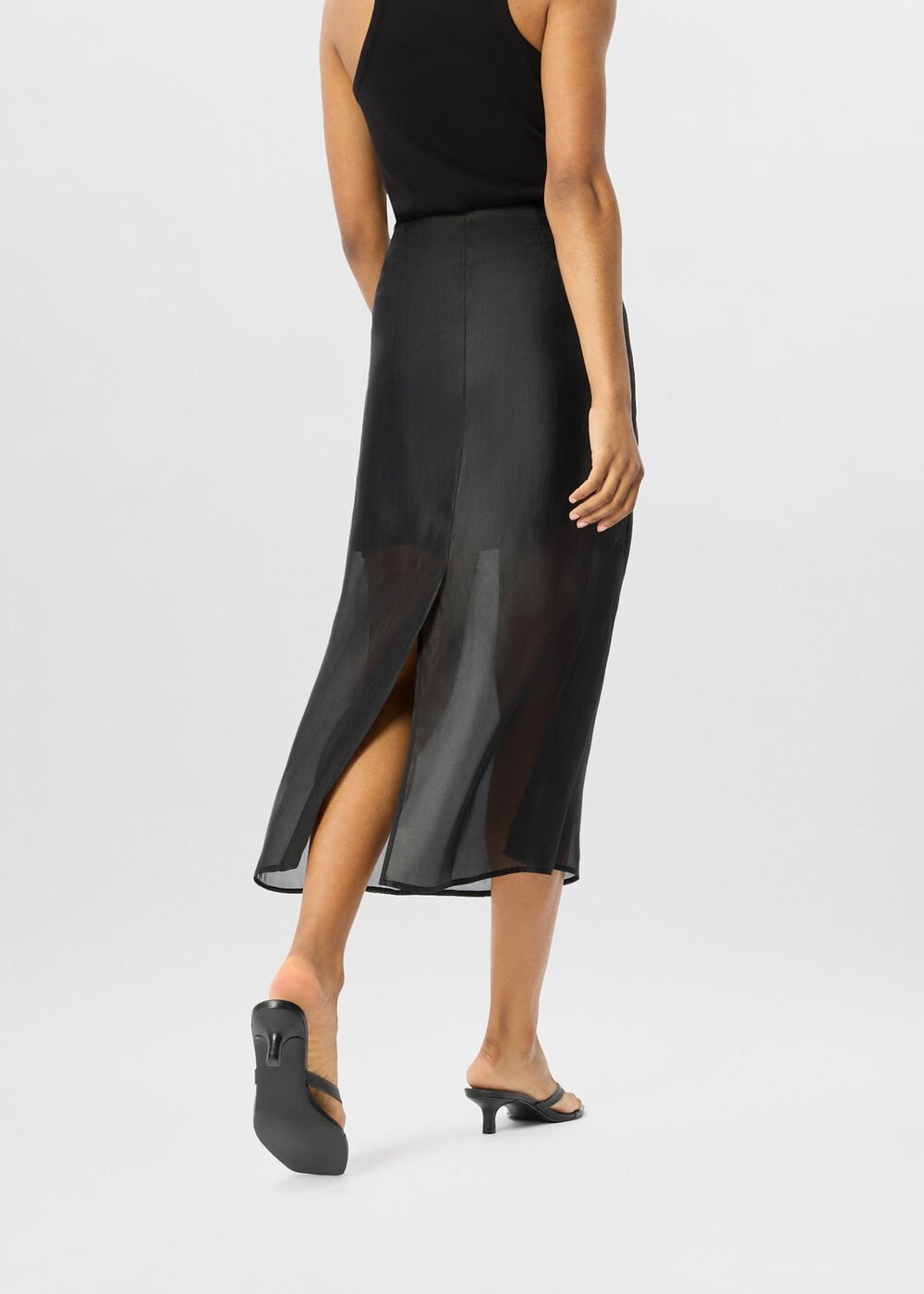 Organza Column Midi Skirt