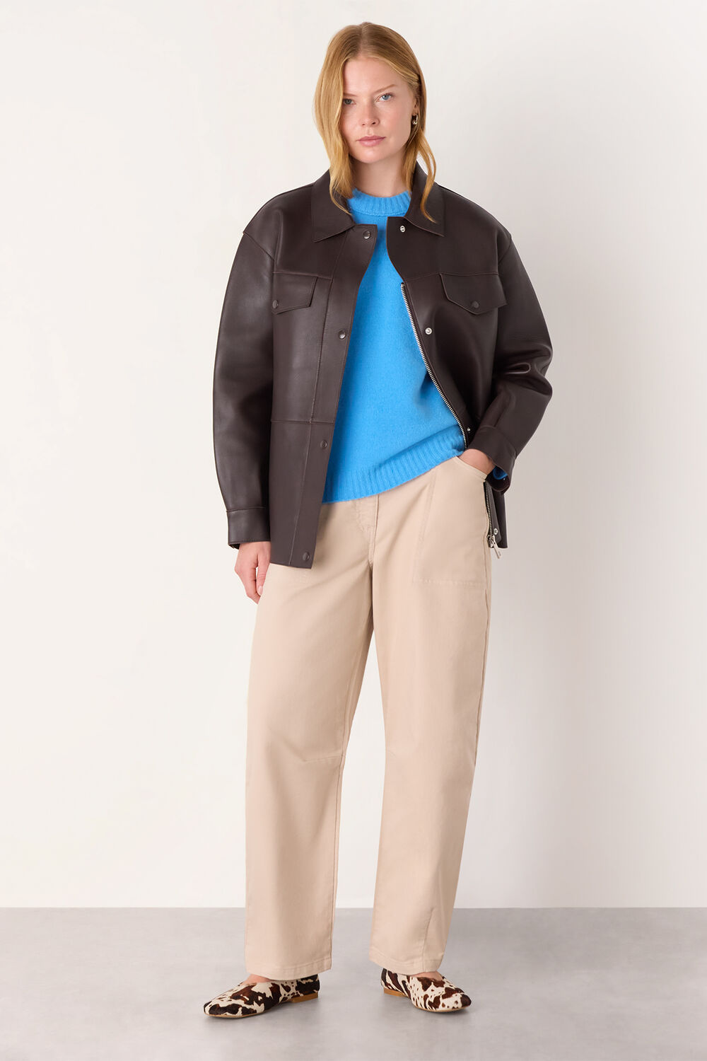 Blue Wool Mix Seam Detail Knit