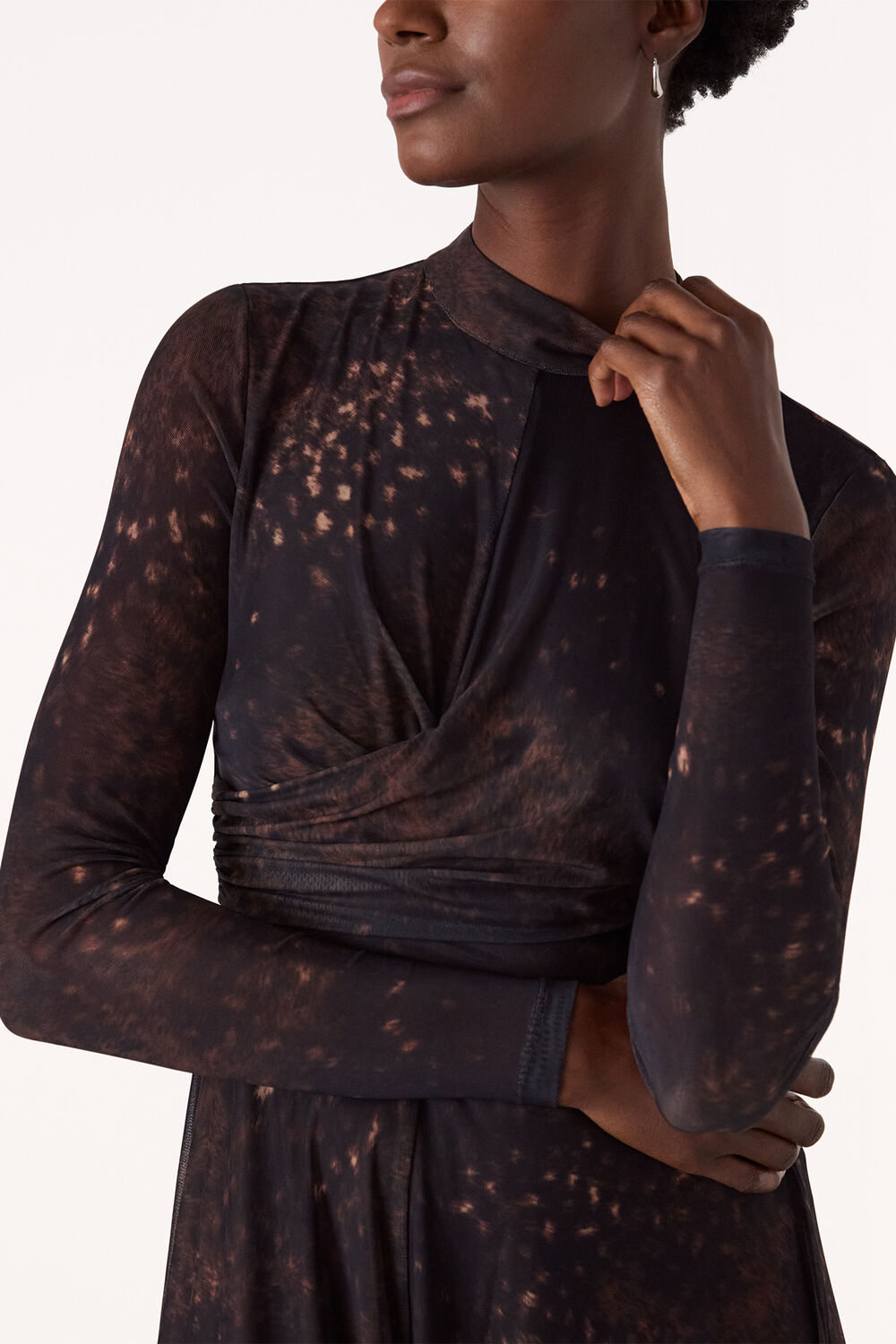 Brown Spotted Animal Mesh Dress