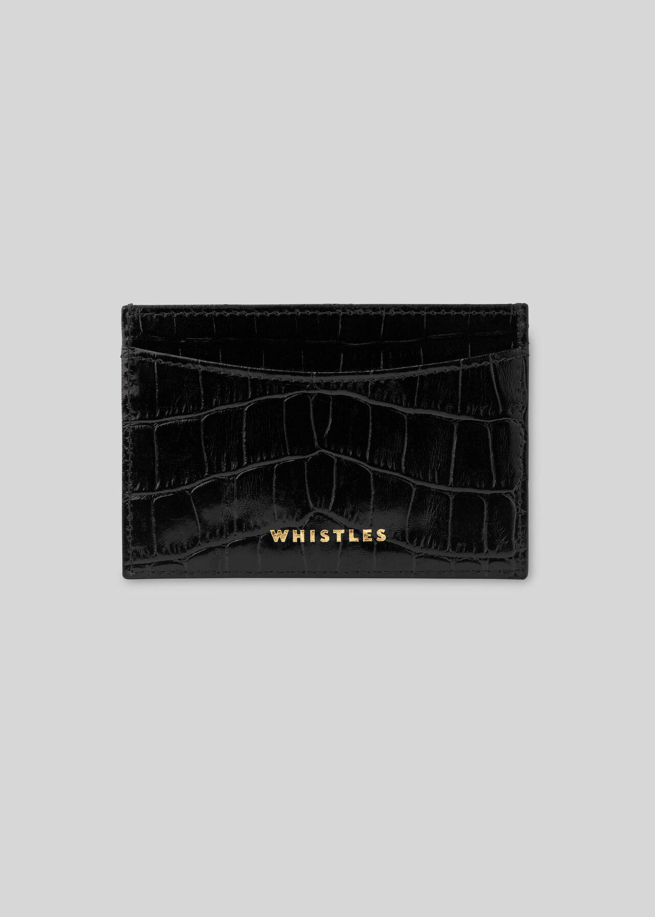 Shiny Croc Card Holder Black