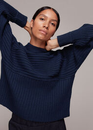 Contrasting Rib Funnel Neck