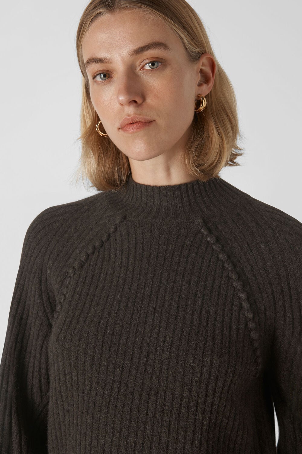 Pom Pom Yak Mix Knit Brown