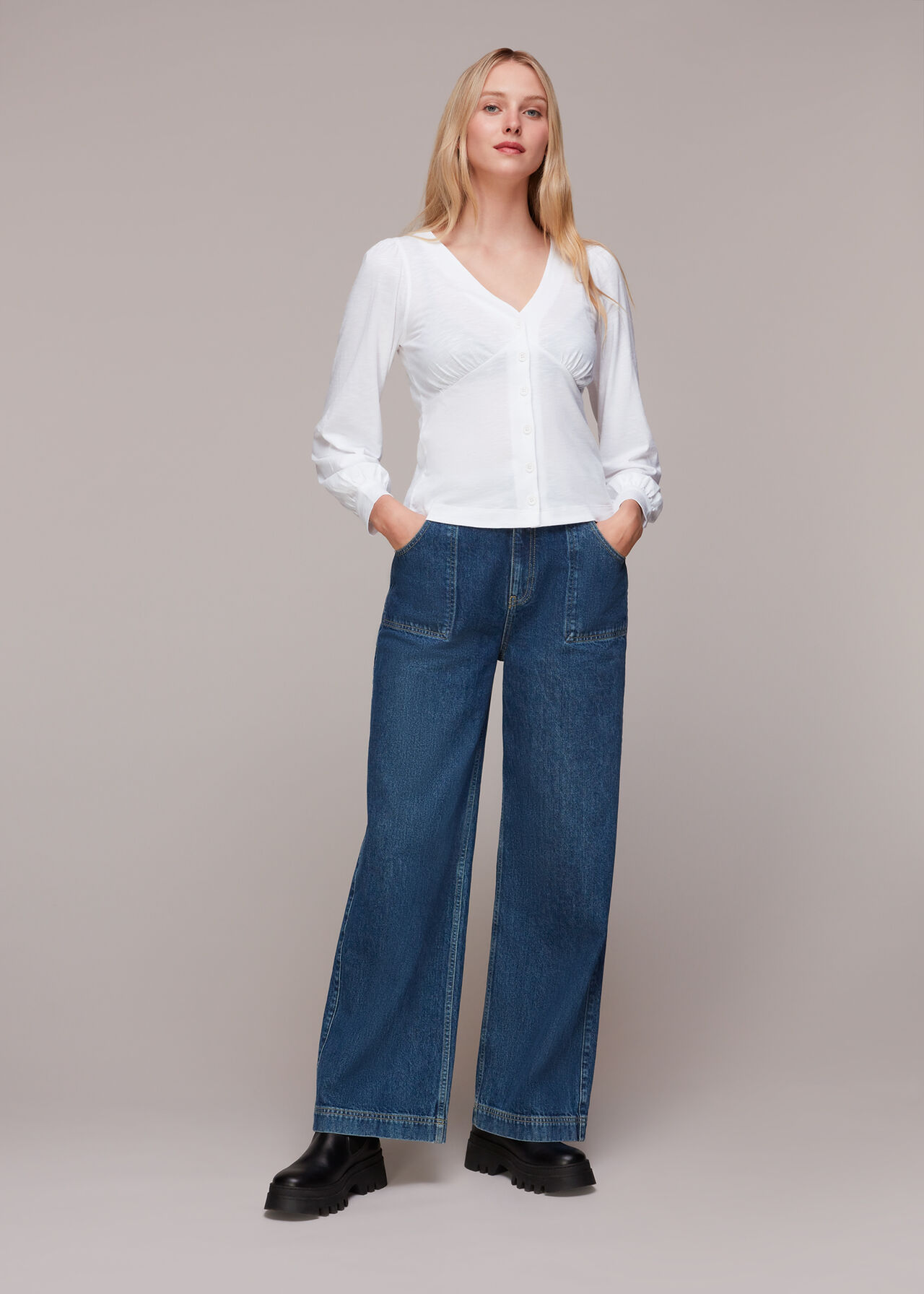 Amber V neck Button Top