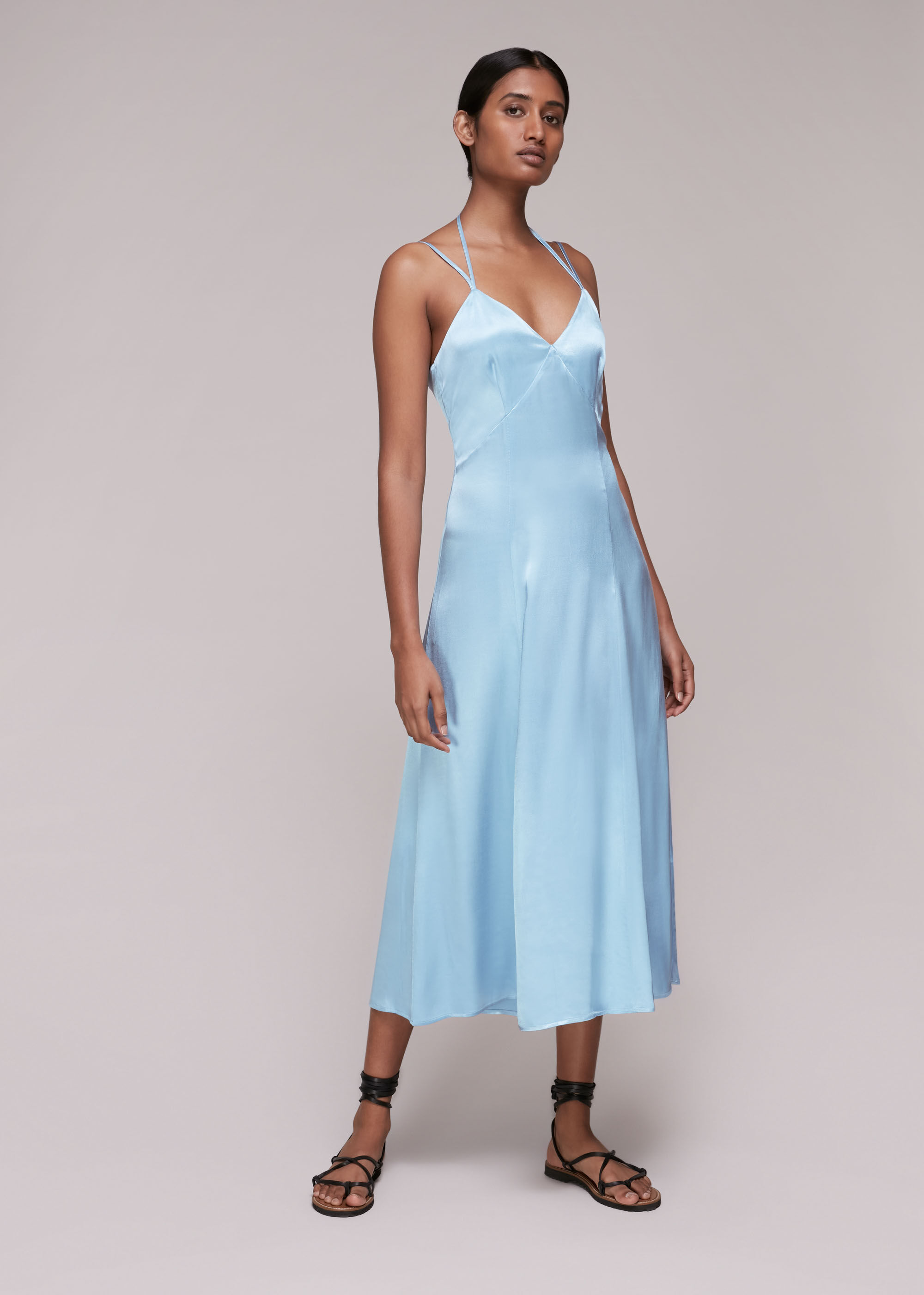 Blue Satin Cami Dress | WHISTLES |