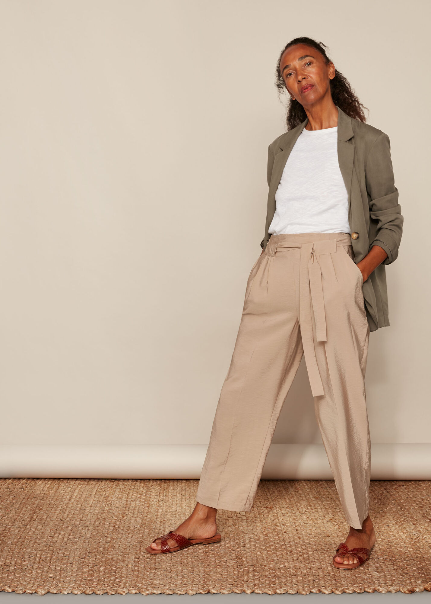 Khaki Casual Boyfriend Blazer WHISTLES