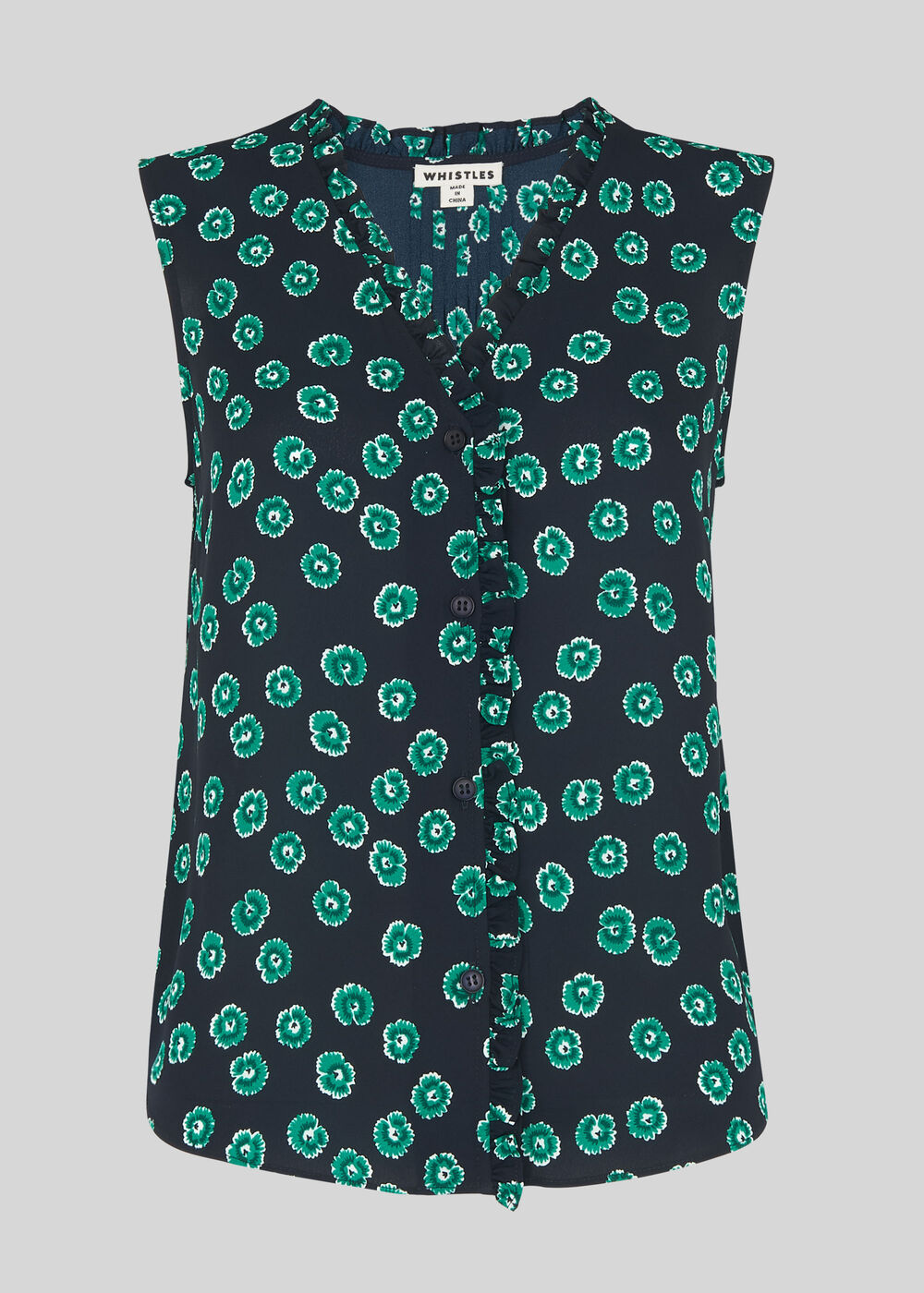 Maddie Lenno Print Frill Top Green/Multi