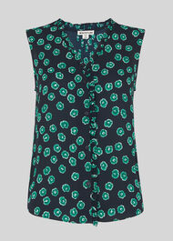 Maddie Lenno Print Frill Top Green/Multi