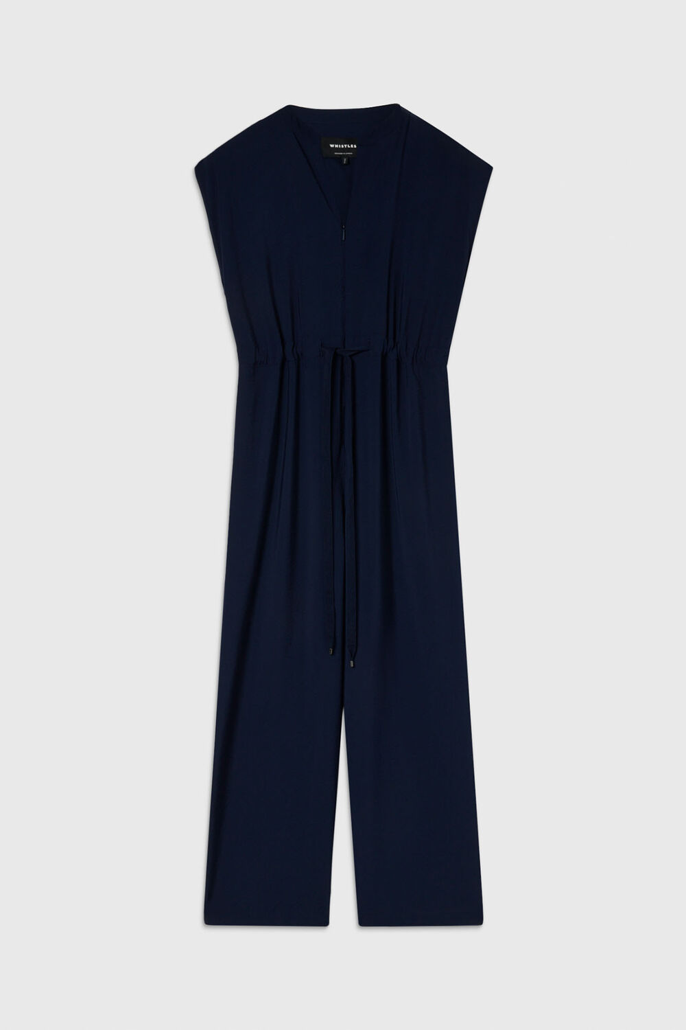 Navy Petite Sleeveless Drawstring Jumpsuit