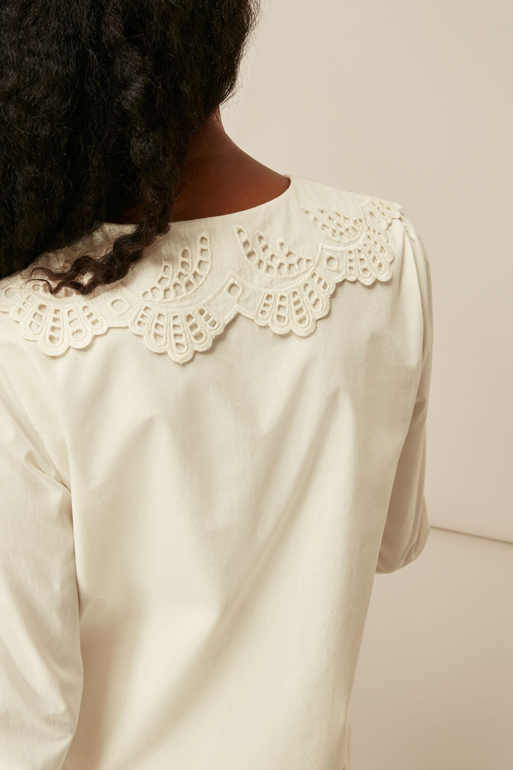 Lace Collared Cotton Blouse
