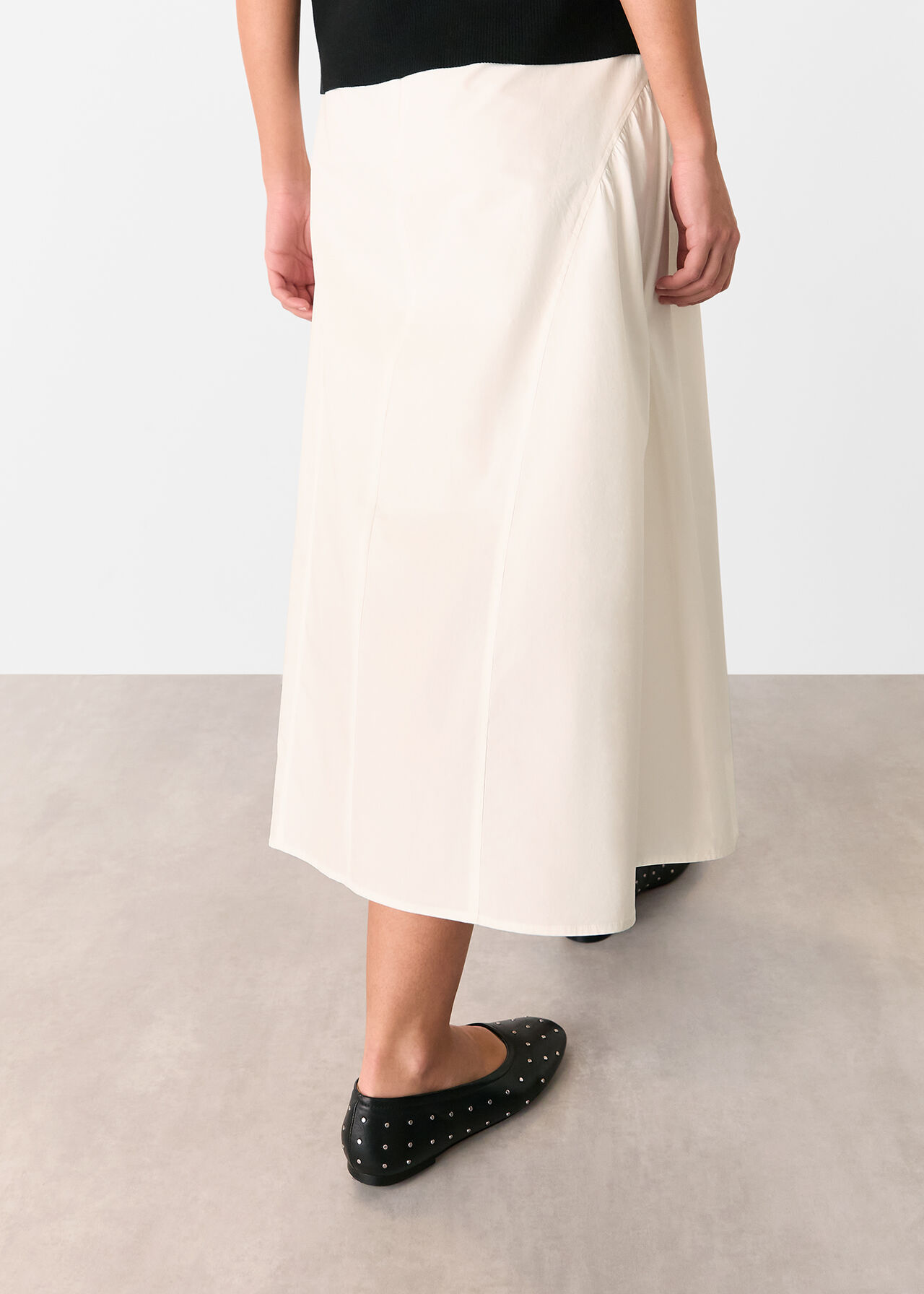 Whistles Cotton Waisted Midi Skirt Whistles Cotton Waisted Midi Skirt