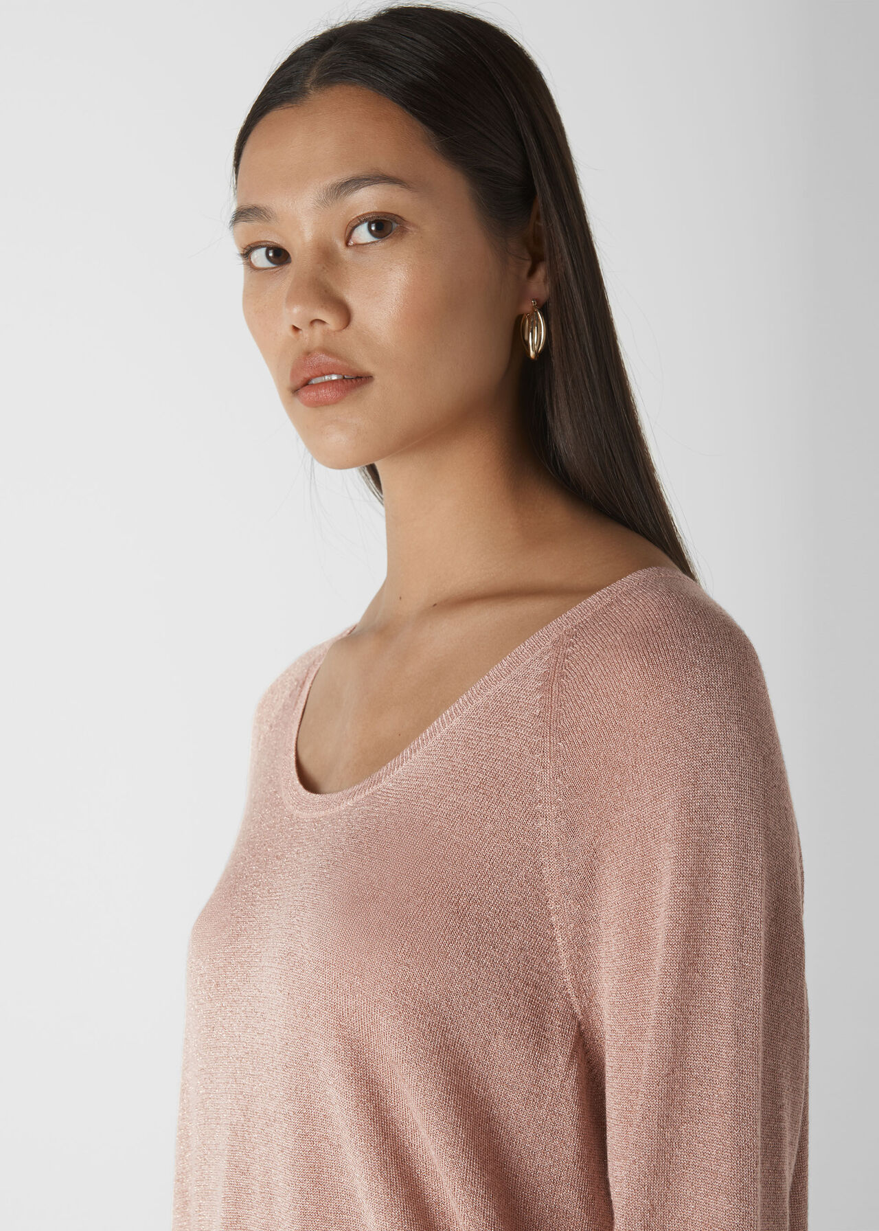 Sparkle Scoop Neck Knit Pale Pink