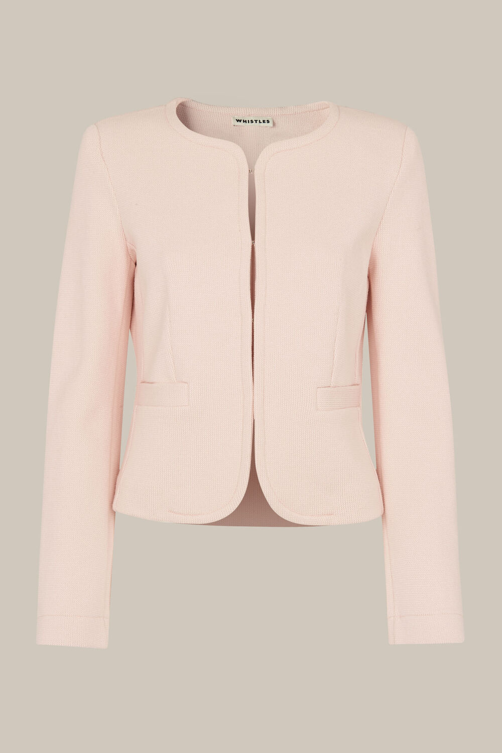 Collarless Jersey Jacket