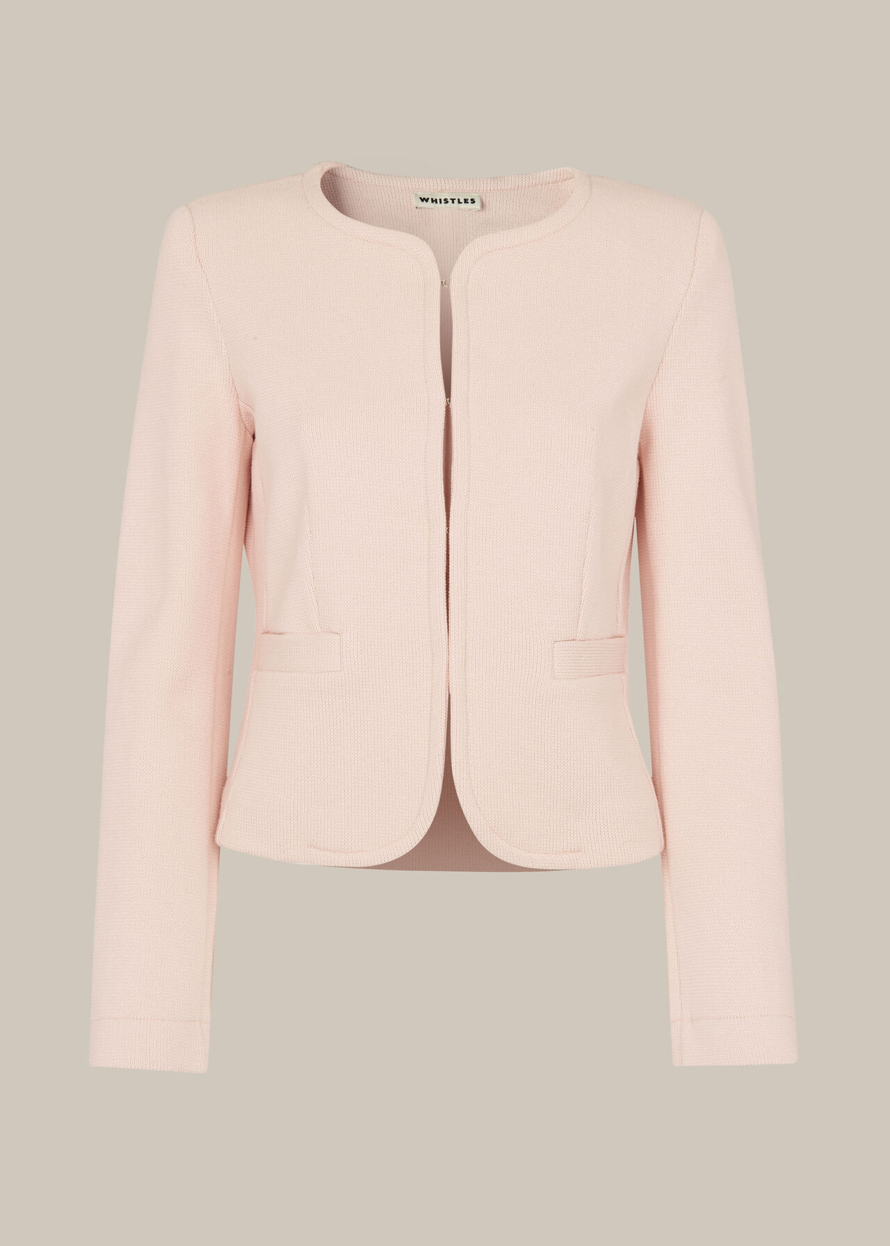 Collarless Jersey Jacket